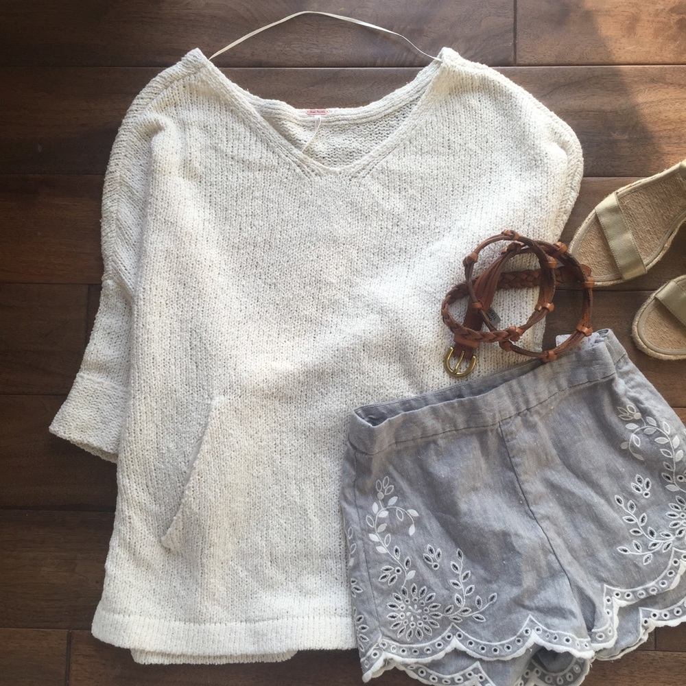 Oversized ivory dolman v neck sweater